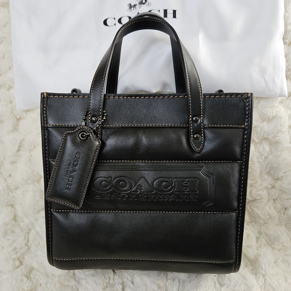 Coach Field Tote 22 With Quilting And Coach Badge in Black